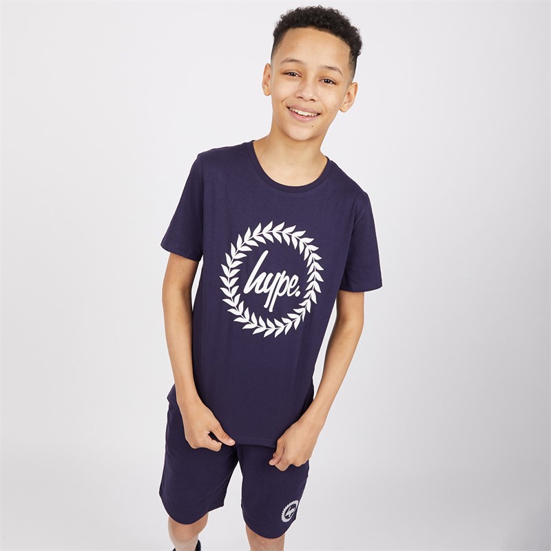 Hype Drengenes T-shirt og Shorts Sæt Blå/Marineblå