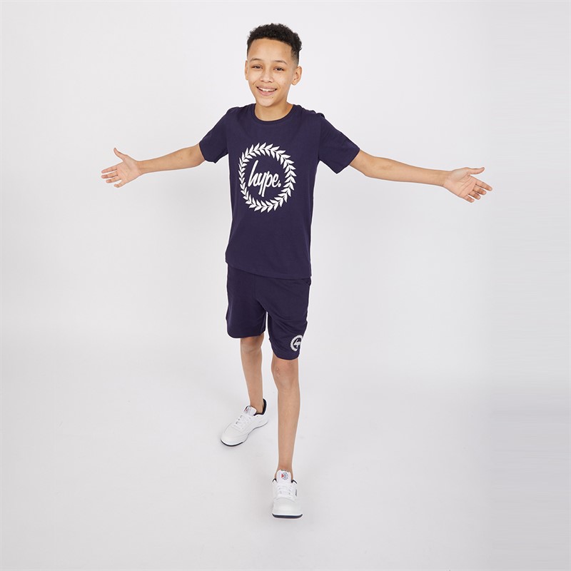 Hype Drengenes T-shirt og Shorts Sæt Blå/Marineblå