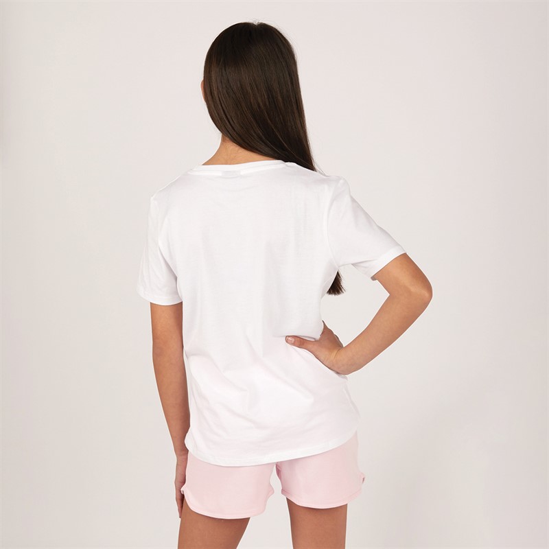 Hype Piger T-shirt og Shorts Sæt Hvid/Rosa