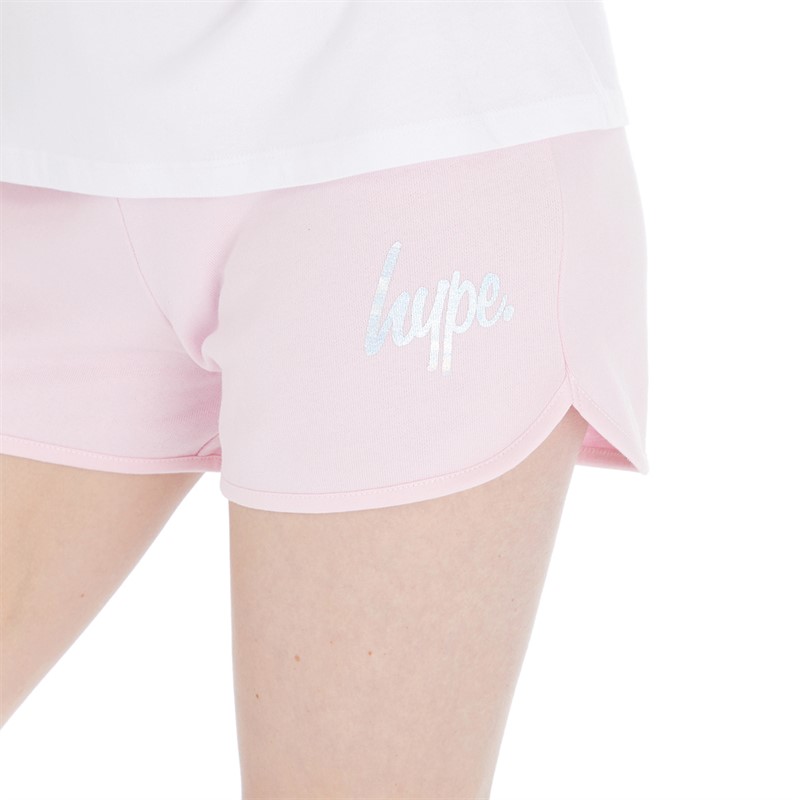 Hype Piger T-shirt og Shorts Sæt Hvid/Rosa