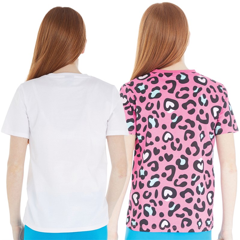 Hype Girls Two Pack T-Shirts White/Pink