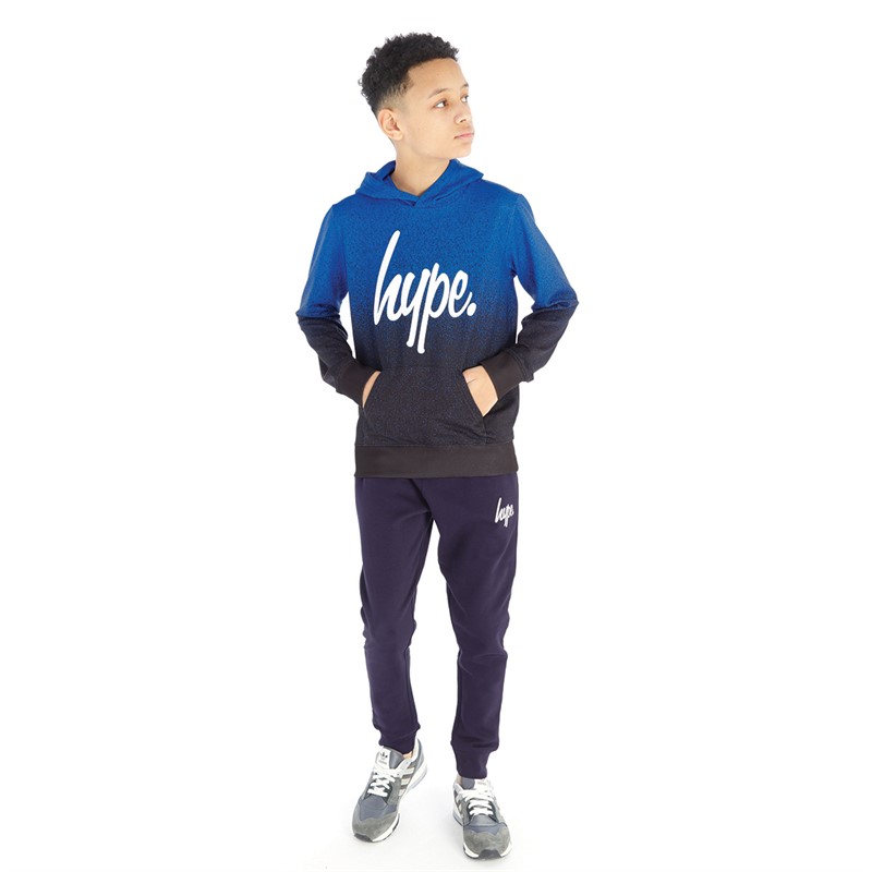 Hype Drengenes Hoodie og Joggers Tracksuit Sæt Blå/Marineblå