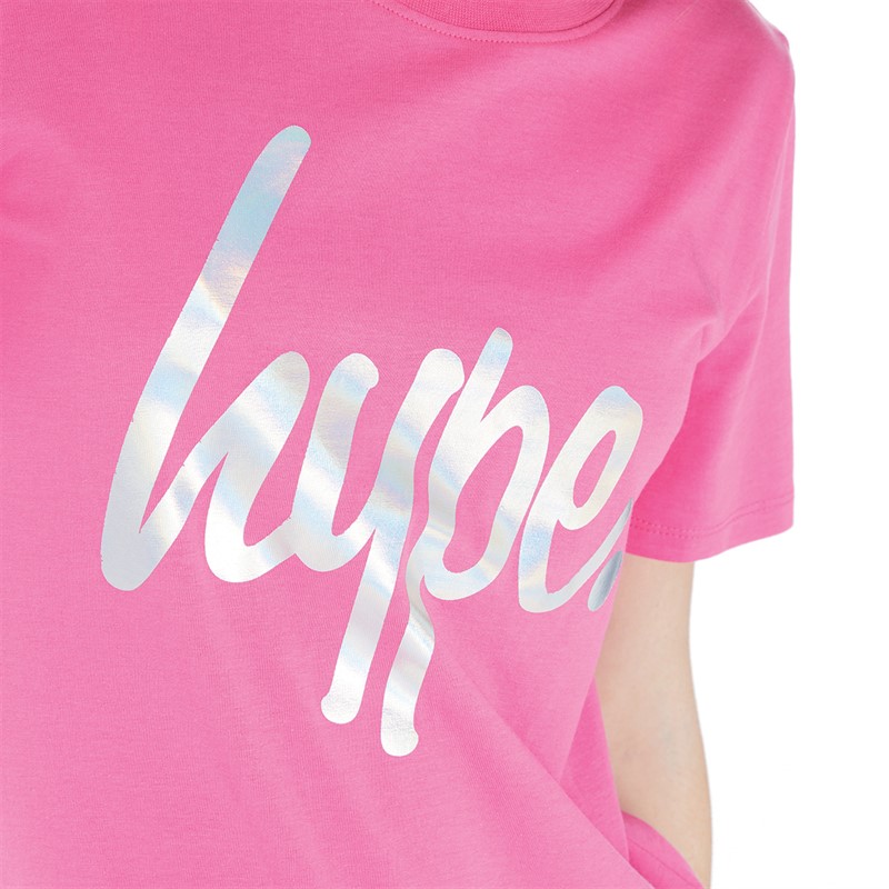 Hype Piger T-shirt Og Shorts Sæt Pink/Sort