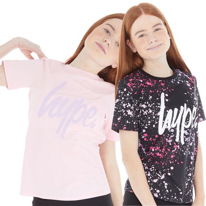 Hype Mädchen Zwei T-Shirts Pink/Mehrfarbig