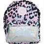 Hype Girls Rainbow Leopard Holographic Pocket Crest Backpack Pink