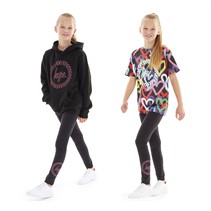 Hype Girls Three Piece Hoodie Leggings And T-Shirt Set Black