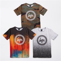 Hype Boys Three Pack T-Shirts Multi/Black/Khaki