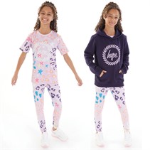 Hype Girls Three Pack T-Shirt Hoodie and Leggings Set Lilac/Navy