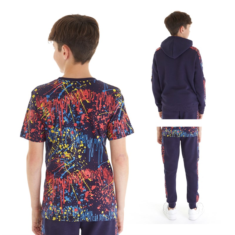 Hype Boys Tracksuit And T-Shirt Three Pack Set Multi/Navy