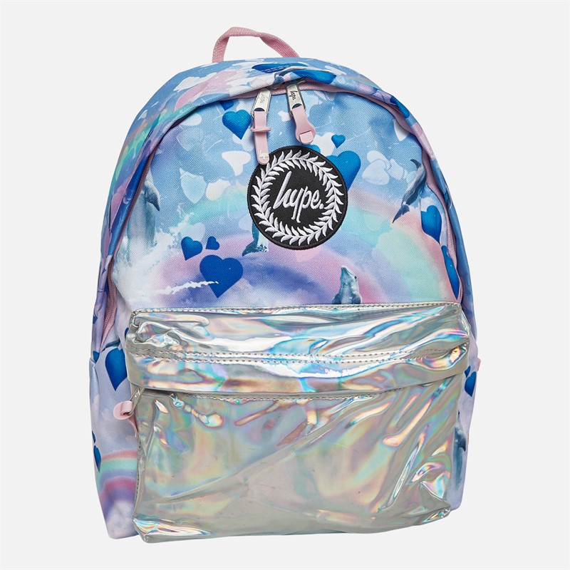 Hype Girls Holo Rainbow Dolphins Iconic Colour Backpack Multi - Size OS