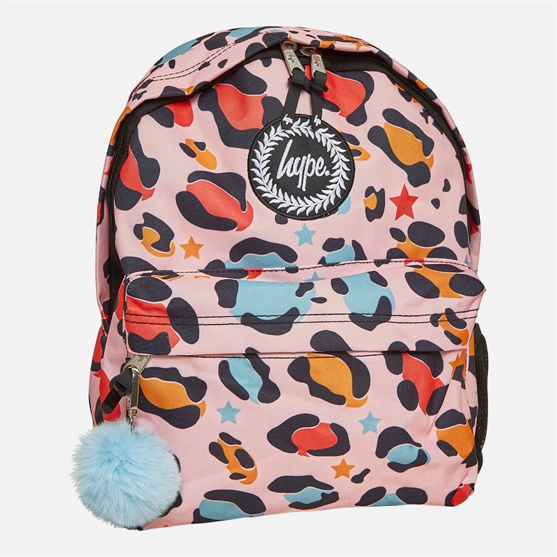 Hype Girls Iconic Star Leopard Backpack Peach - Size OS