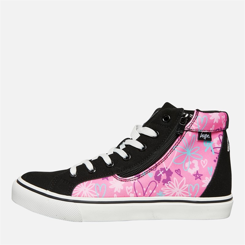 Hype Junior Ovabo Hi Top Trainers Black/Pink/Multi