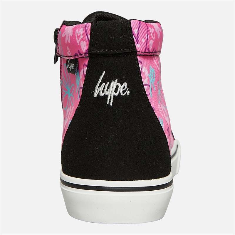 Hype Junior Ovabo Hi Top Trainers Black/Pink/Multi
