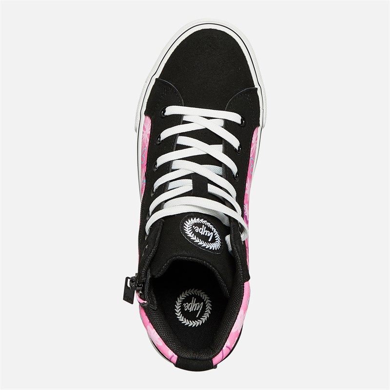 Hype Junior Ovabo Hi Top Trainers Black/Pink/Multi