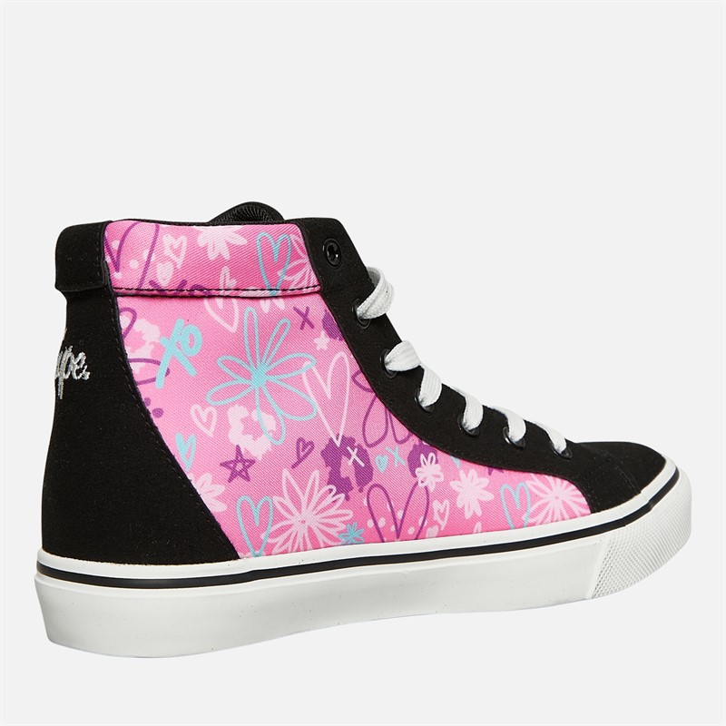 Hype Junior Ovabo Hi Top Trainers Black/Pink/Multi