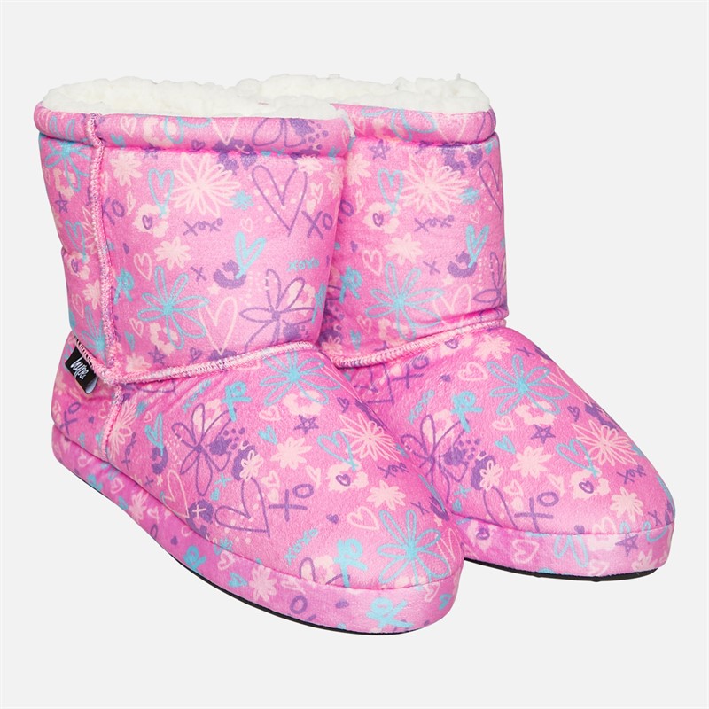 Hype Junior Girls Espara Bootee Slippers Pink