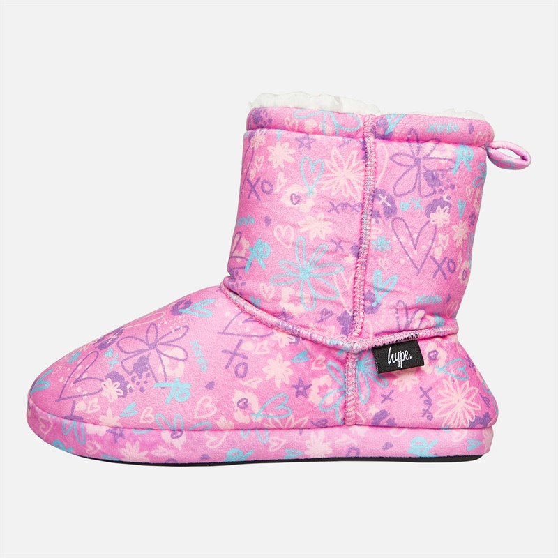 Hype Junior Girls Espara Bootee Slippers Pink