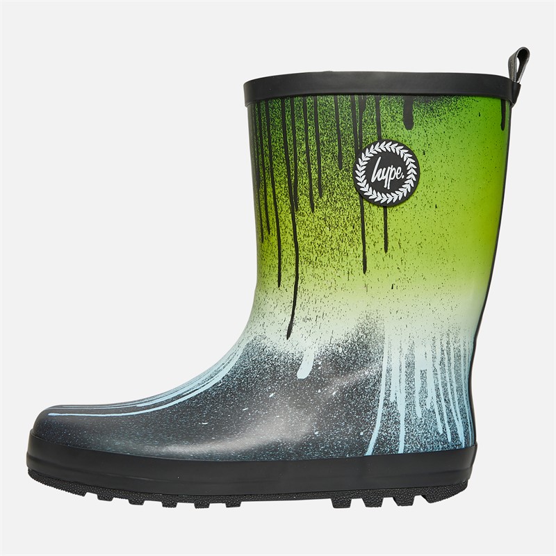 Hype Junior Olvine Drips Wellies Black/Green