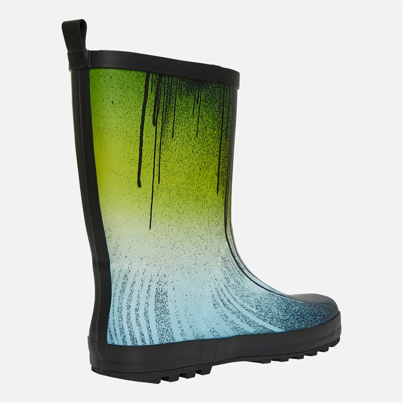 Hype Junior Olvine Drips Wellies Black/Green