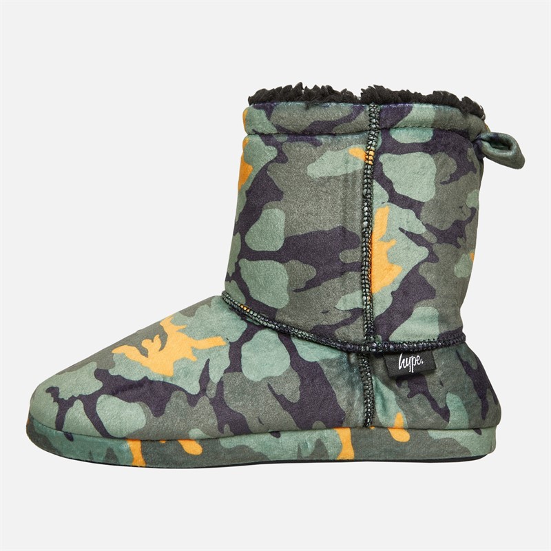 Hype Junior Boys Tumba Bootee Slippers Khaki Camo