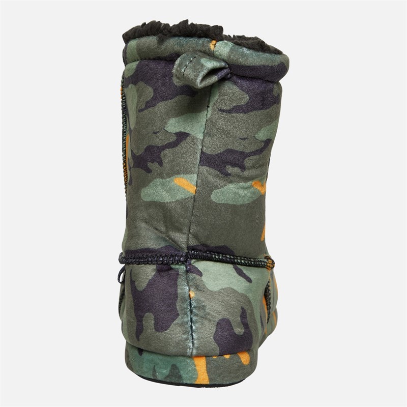Hype Junior Boys Tumba Bootee Slippers Khaki Camo