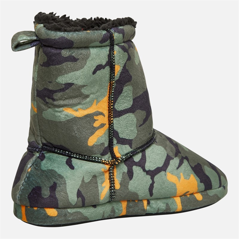 Hype Junior Boys Tumba Bootee Slippers Khaki Camo