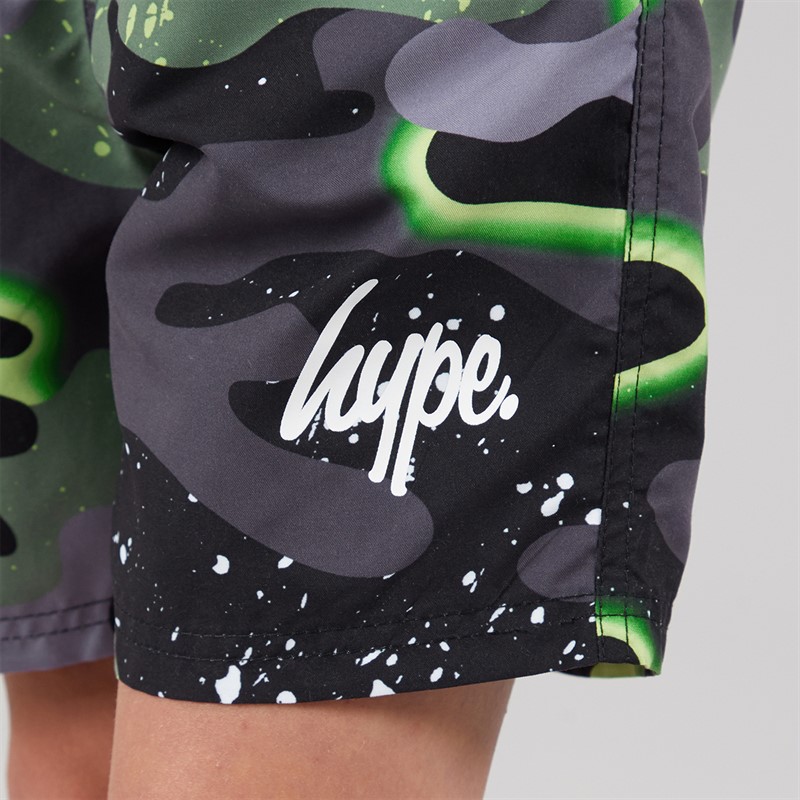 Hype Boys Neon Camo Swim Shorts Green