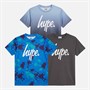 Hype Boys Conall Three Pack T-Shirts Ombre Blue/Sublimation Print/Charcoal