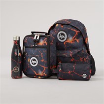 Hype Boys Lava Print Backpack Lunch Bag Steel Bottle And Pencil Case Bundle Black