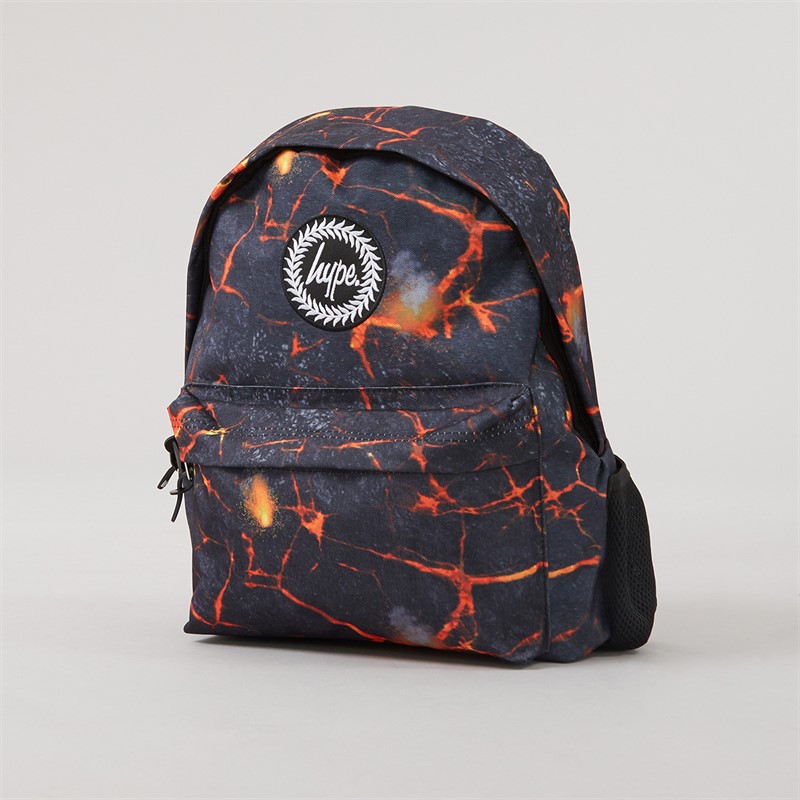 Hype Boys Lava Print Backpack Lunch Bag Steel Bottle And Pencil Case Bundle Black