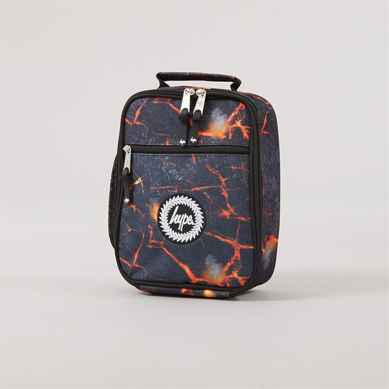 Hype Boys Lava Print Backpack Lunch Bag Steel Bottle And Pencil Case Bundle Black