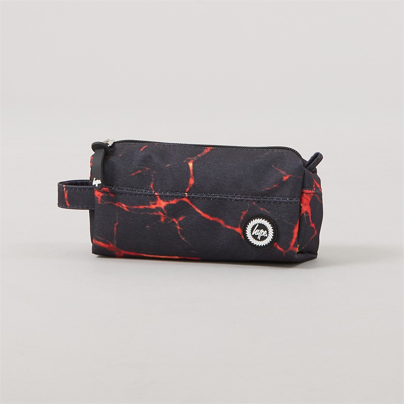 Hype Boys Lava Print Backpack Lunch Bag Steel Bottle And Pencil Case Bundle Black