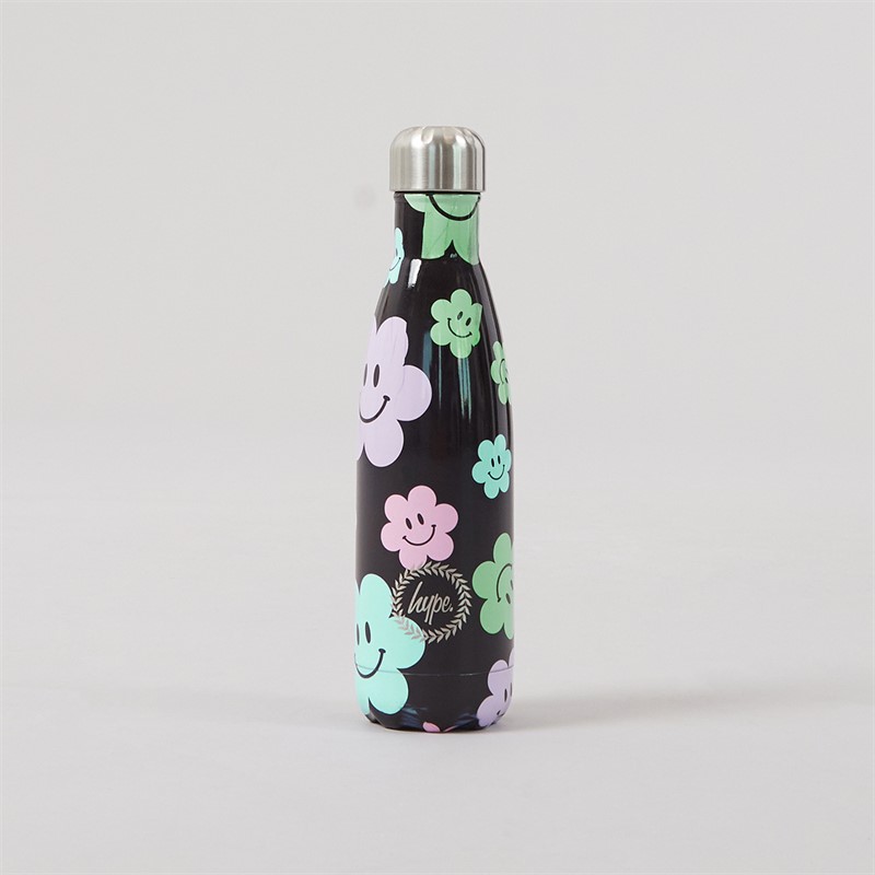 Hype Girls Happy Flower Backpack Lunch Bag Steel Bottle And Pencil Case Bundle A Black