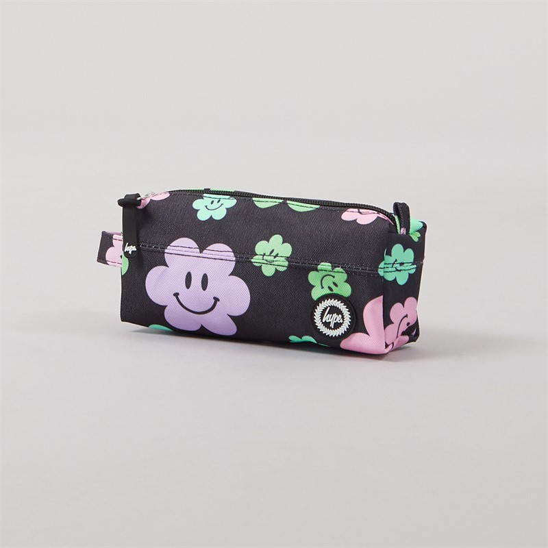 Hype Girls Happy Flower Backpack Lunch Bag Steel Bottle And Pencil Case Bundle A Black