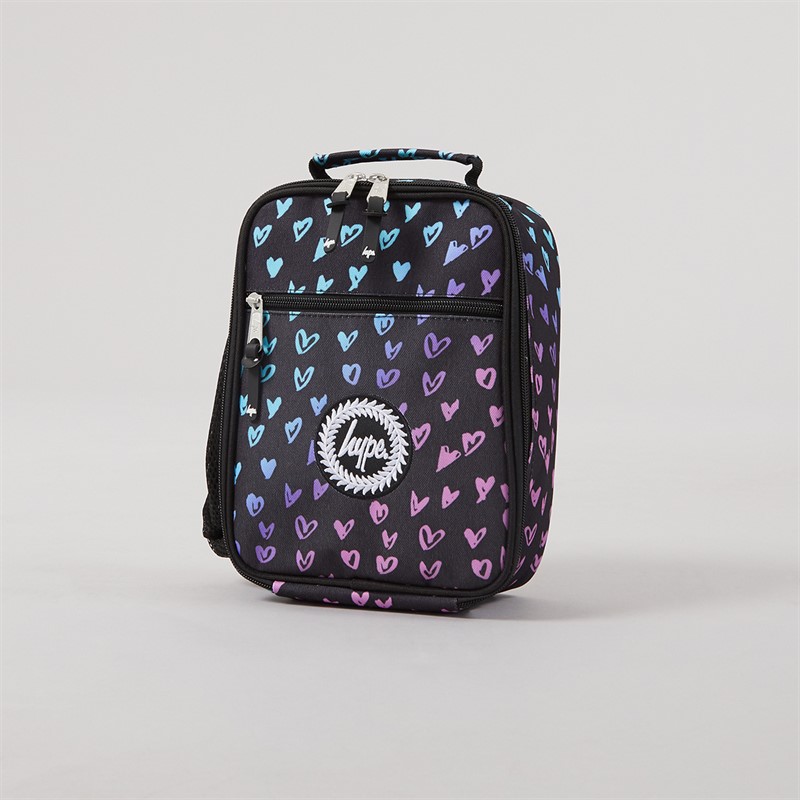 Hype Girls Scribble Hearts Backpack Lunch Bag Steel Bottle And Pencil Case Bundle Black