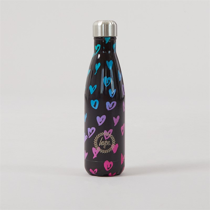 Hype Girls Scribble Hearts Backpack Lunch Bag Steel Bottle And Pencil Case Bundle Black