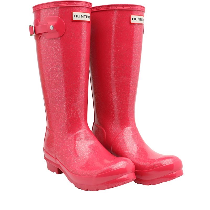 Buy Hunter Original Girls Glitter Finish Wellington Boots Mosse Pink