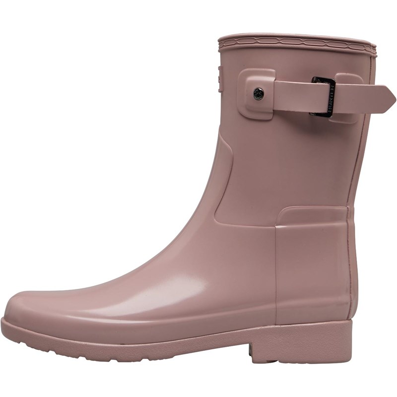 hunter original womens short gloss duo wellington boots black