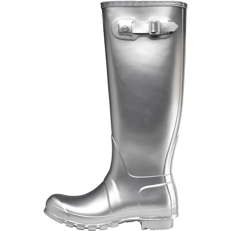 Hunter Womens Original Metallic Wellington Boots Silver