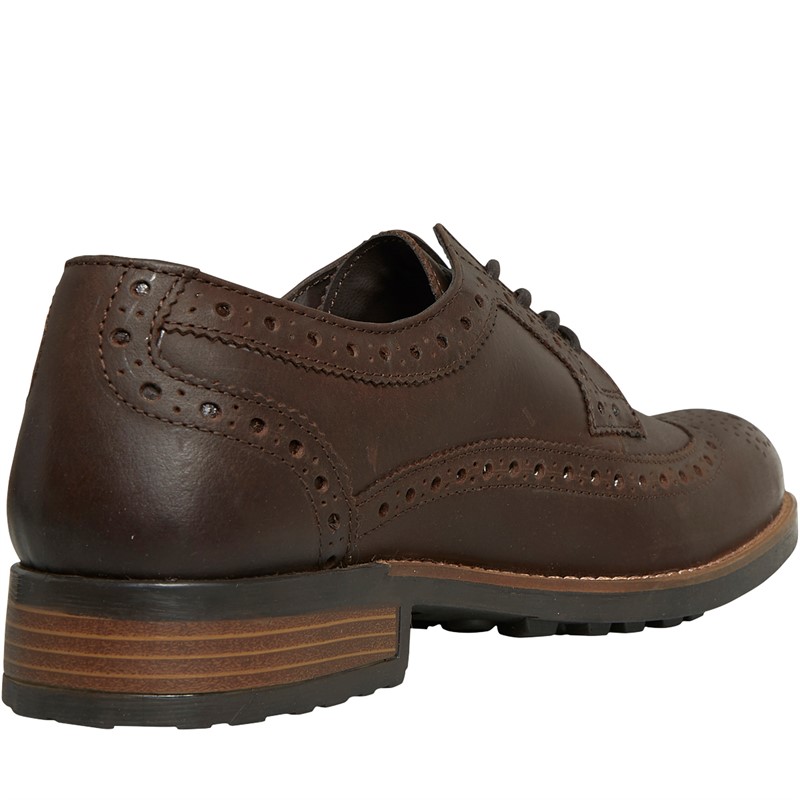 Hush Puppies Mens Carnaby Brogue Shoes Brown Hunter Leather