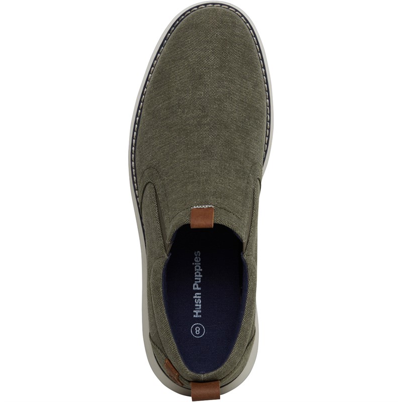 Hush Puppies Mens Benny Slip Casual Shoes Khaki Canvas