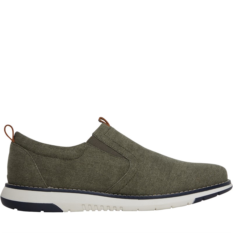 Hush Puppies Mens Benny Slip Casual Shoes Khaki Canvas