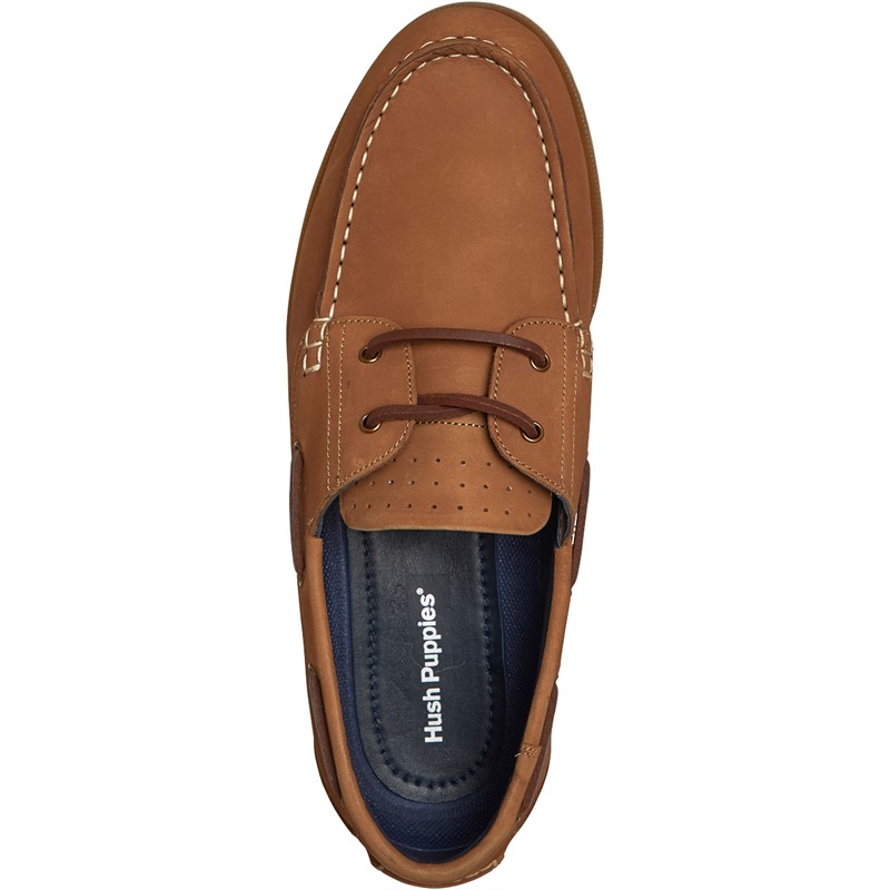 Hush Puppies Mens Solent Deck Shoes Tan Cow Nubuck