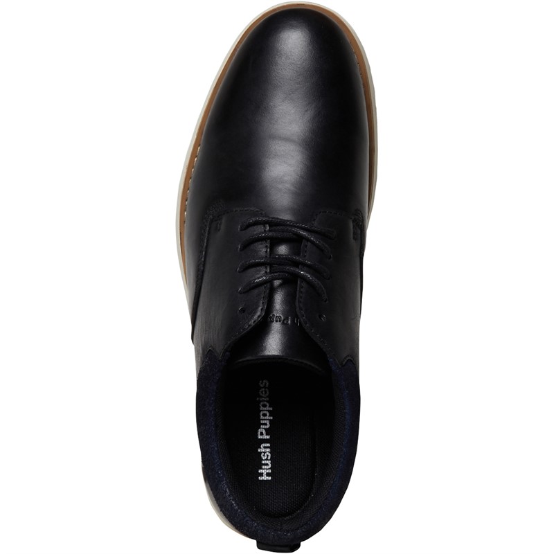 Hush Puppies Mens Dylan Derby Shoes Black Leather