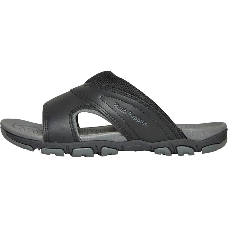 Hush Puppies Mens Como Slide Sandals Black/Grey