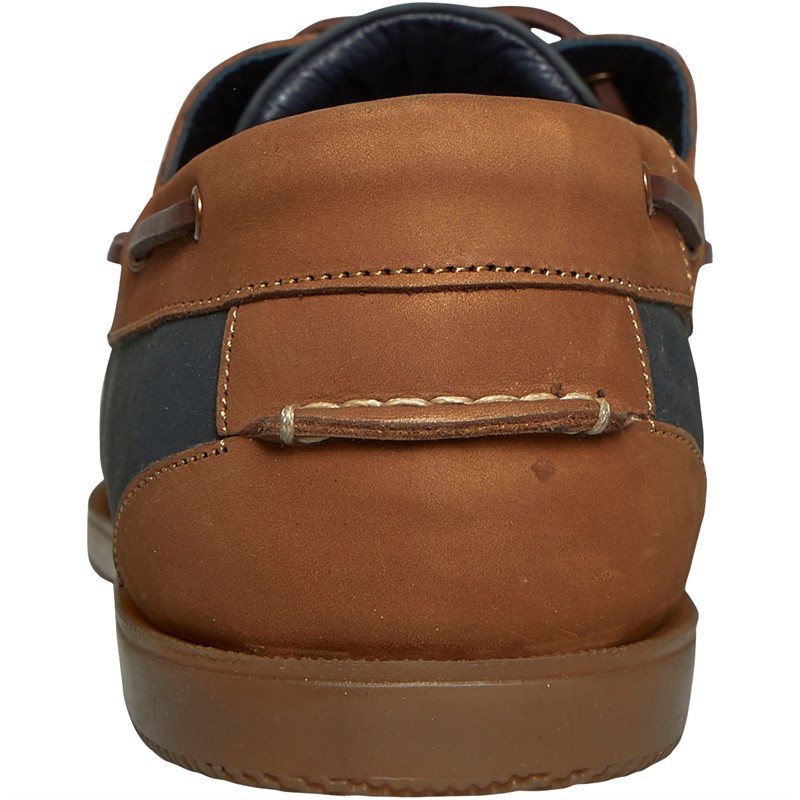 Hush Puppies Mens Solent Deck Shoes Navy/Tan Cow Nubuck