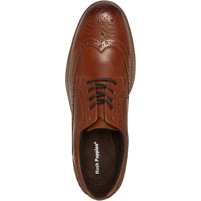 Hush Puppies Mens Carnaby Brogue Shoes Tan Crunch Leather