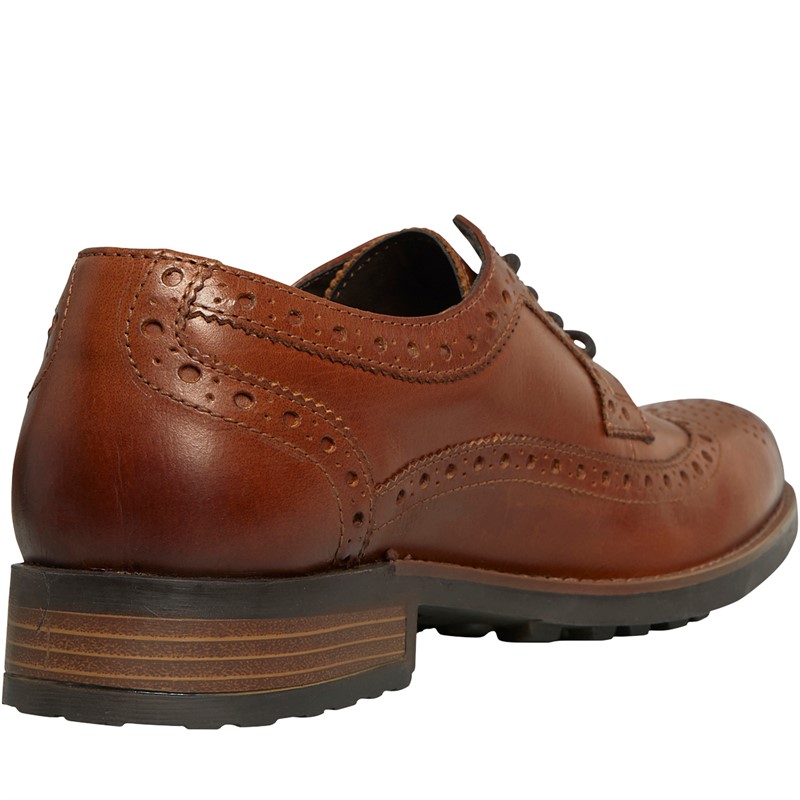 Hush Puppies Mens Carnaby Brogue Shoes Tan Crunch Leather