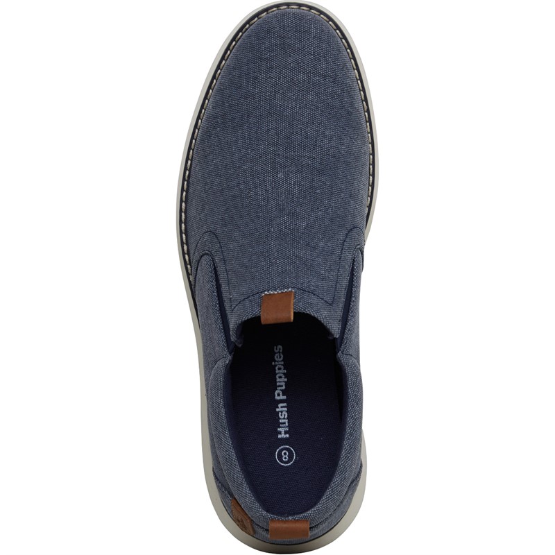 Hush Puppies Mens Benny Slip Casual Shoes Navy Canvas