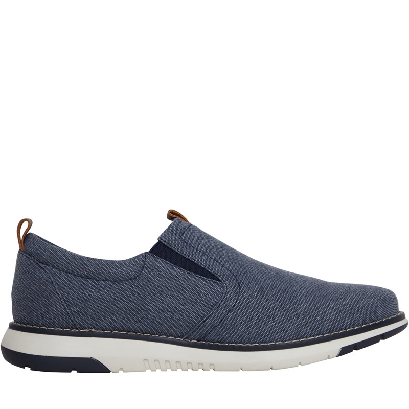 Hush Puppies Mens Benny Slip Casual Shoes Navy Canvas